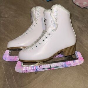 White Ice Skates with Pink Blades